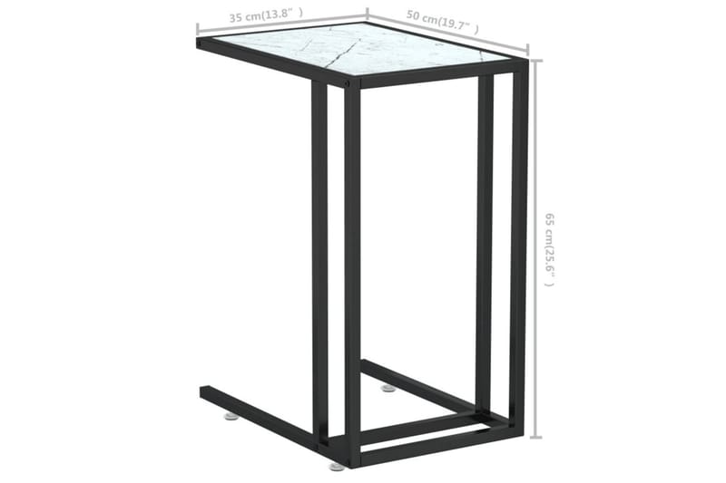 Sidebord for PC hvit marmor 50x35x65 cm herdet glass - Hvit - Møbler - Bord - Avlastningsbord & sidobord - Brettbord og småbord