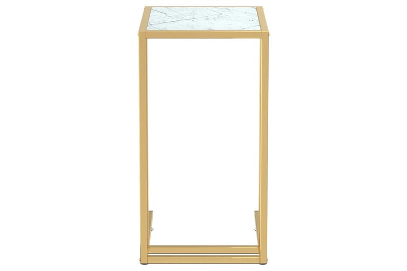 Sidebord for PC hvit marmor 50x35x65 cm herdet glass - Hvit - Møbler - Bord - Avlastningsbord & sidobord - Brettbord og småbord