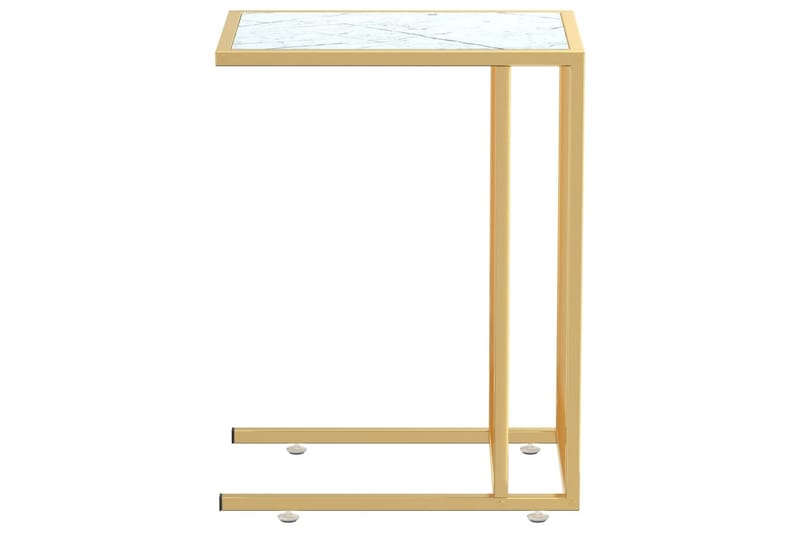 Sidebord for PC hvit marmor 50x35x65 cm herdet glass - Hvit - Møbler - Bord - Avlastningsbord & sidobord - Brettbord og småbord