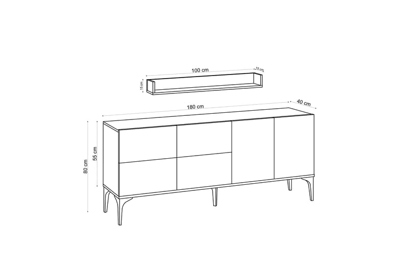 Sidebord Starza 180 cm - Blå / Natur - Møbler - Bord - Avlastningsbord & sidobord - Konsollbord & gangbord