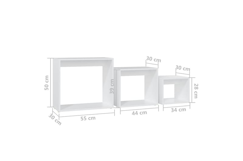 Stablebord 3 stk hvit sponplate - Hvit - Møbler - Bord - Avlastningsbord & sidobord - Settbord