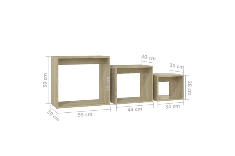 Stablebord 3 stk sonoma eik sponplate - Brun - Møbler - Bord - Avlastningsbord & sidobord - Settbord