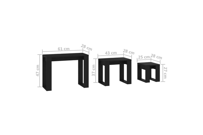 Stablebord 3 stk svart sponplate - Svart - Møbler - Bord - Avlastningsbord & sidobord - Settbord