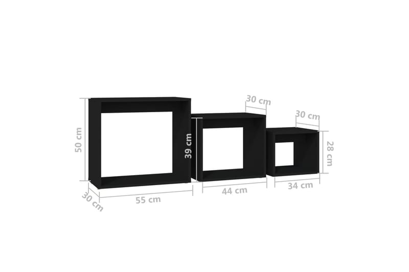 Stablebord 3 stk svart sponplate - Svart - Møbler - Bord - Avlastningsbord & sidobord - Settbord