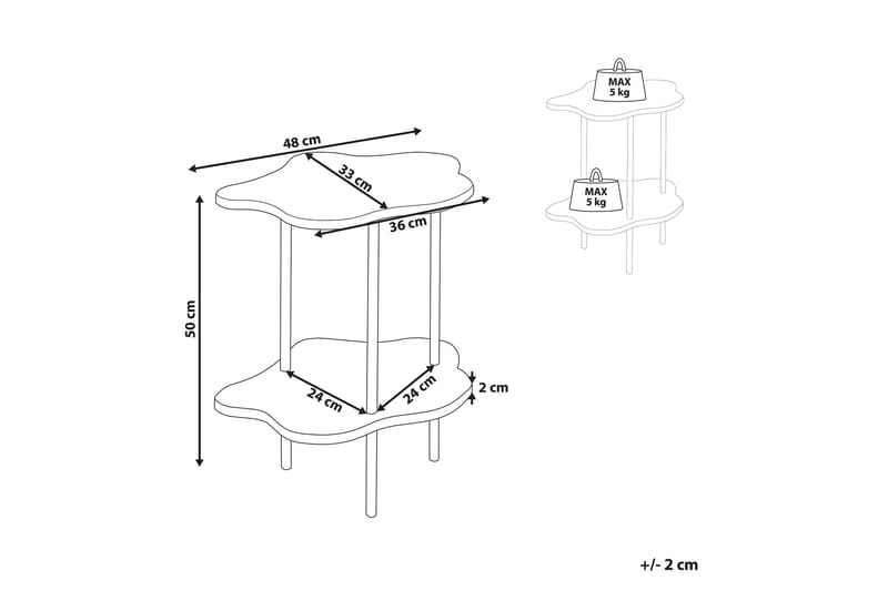 Yokley Sidebord 48 cm - Hvit/Svart - Møbler - Bord - Avlastningsbord & sidobord - Lampebord & sidebord