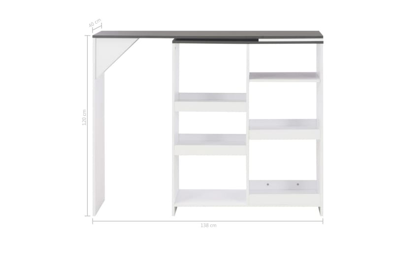 Barbord med flyttbar hylle hvit 138x40x120 cm - Hvit - Møbler - Bord - Barbord & ståbord