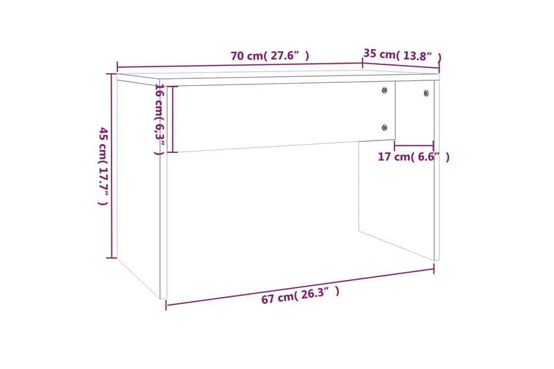 beBasic Krakk til sminkebord brun eik 70x35x45 cm konstruert tre - Brun - Møbler - Bord - Sminkebord & toalettbord