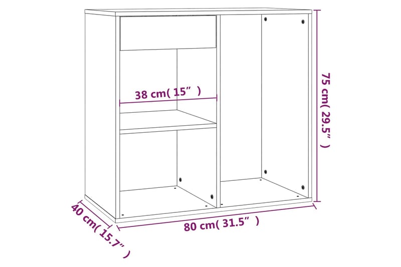 beBasic Sminkeskap brun eik 80x40x75 cm konstruert tre - Brun - Møbler - Bord - Sminkebord & toalettbord