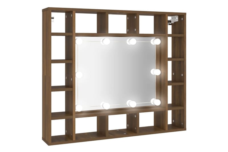 beBasic Speilskap med LED brun eik 91x15x76,5 cm - Brun - Møbler - Bord - Sminkebord & toalettbord