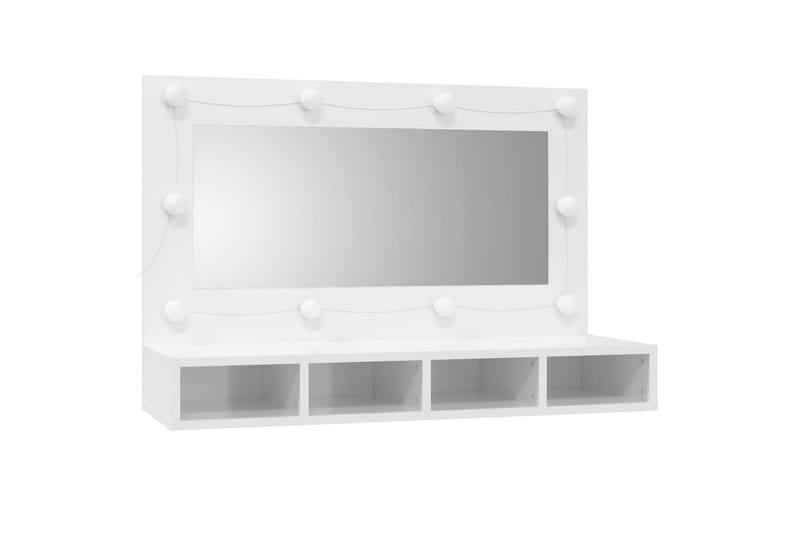 beBasic Speilskap med LED høyglans hvit 90x31,5x62 cm - Hvit - Møbler - Bord - Sminkebord & toalettbord