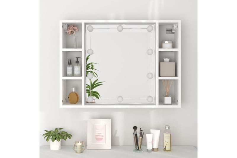 beBasic Speilskap med LED hvit 76x15x55 cm - Hvit - Sminkebord & toalettbord