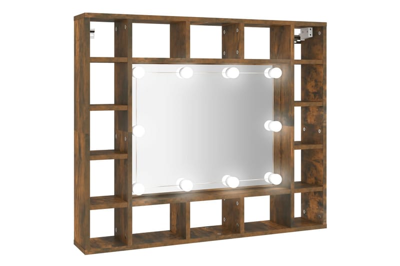 beBasic Speilskap med LED røkt eik 91x15x76,5 cm - Brun - Møbler - Bord - Sminkebord & toalettbord