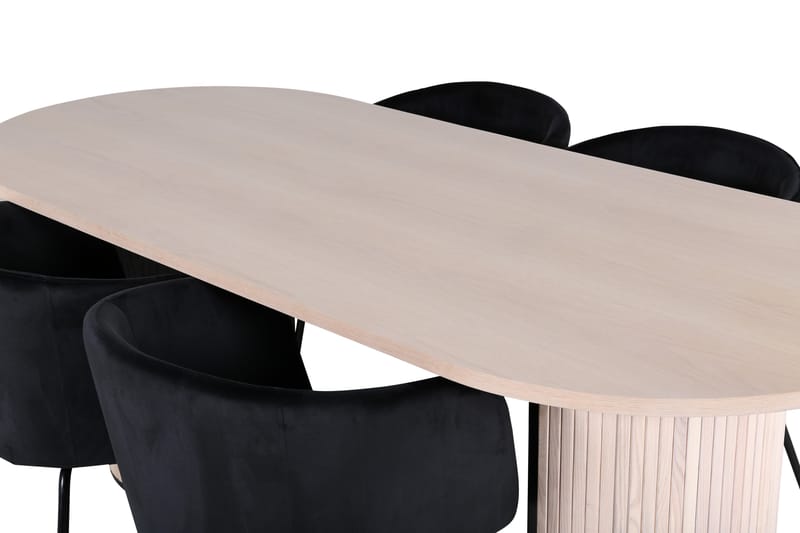 Bianca Matgruppe 200 cm Oval med 4 Berit stoler - Sort - Møbler - Bord - Spisegruppe