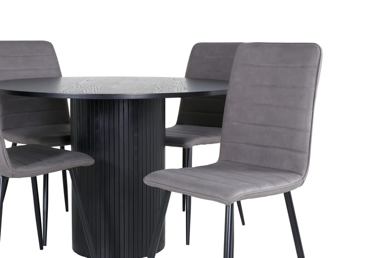 Bianca Spisegruppe 110 cm Rund med 4 Windu Lyx Stoler - Sort - Møbler - Bord - Spisegruppe