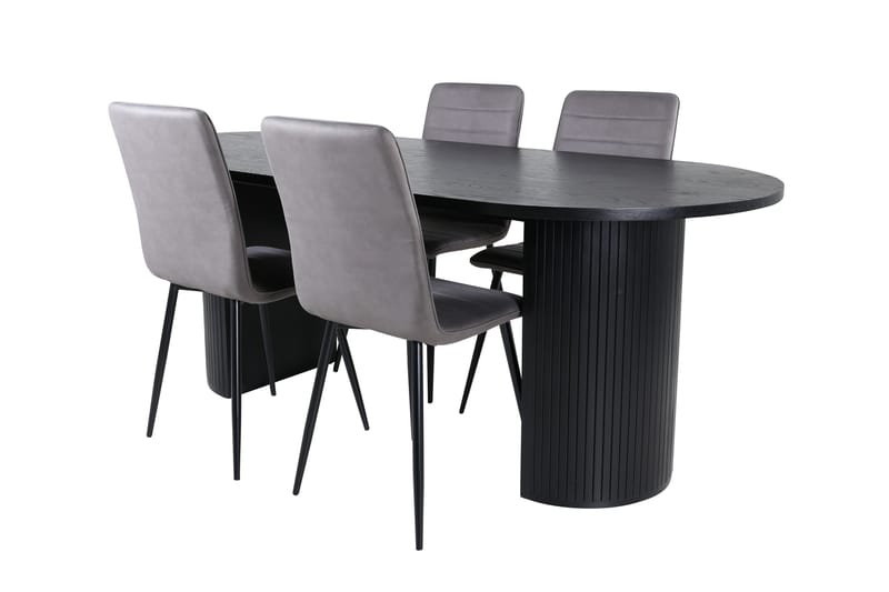 Bianca Spisegruppe 200 cm Oval med 4 Windu Lyx Stoler - Sort - Møbler - Bord - Spisegruppe