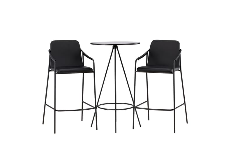 Bistro Spisegruppe 60 cm Rund med 2 Tvista Stoler - Sort - Møbler - Bord - Spisegruppe