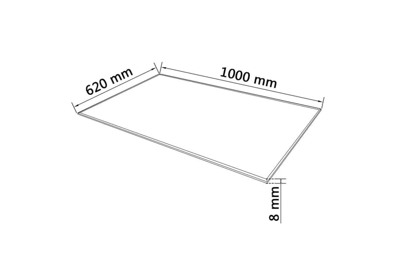 Bordplate Herdet Glass Rektangulr 1000x620 mm - Gjennomsiktig - Møbler - Bord - Bordtilbehør - Bordplate