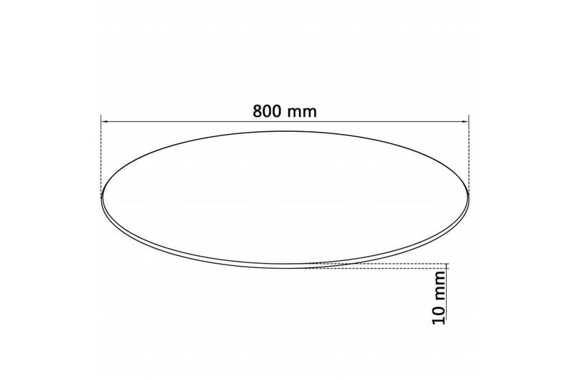 Bordplate Herdet Glass Rund 800 mm - Gjennomsiktig - Ileggsplate - Bordplate