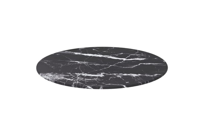 Bordplate svart 50x0,8 cm herdet glass med marmor design - Svart - Møbler - Bord - Bordtilbehør - Bordplate