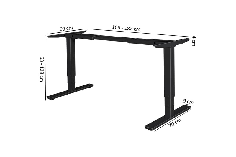 Skrivebordsunderstell Lightmoor 182 cm - Svart - Møbler - Bord - Bordtilbehør - Understell bord