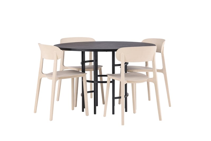 Copenhagen Spisegruppe 115 cm Rund med 4 Åstol Stoler - Beige - Møbler - Bord - Spisegruppe