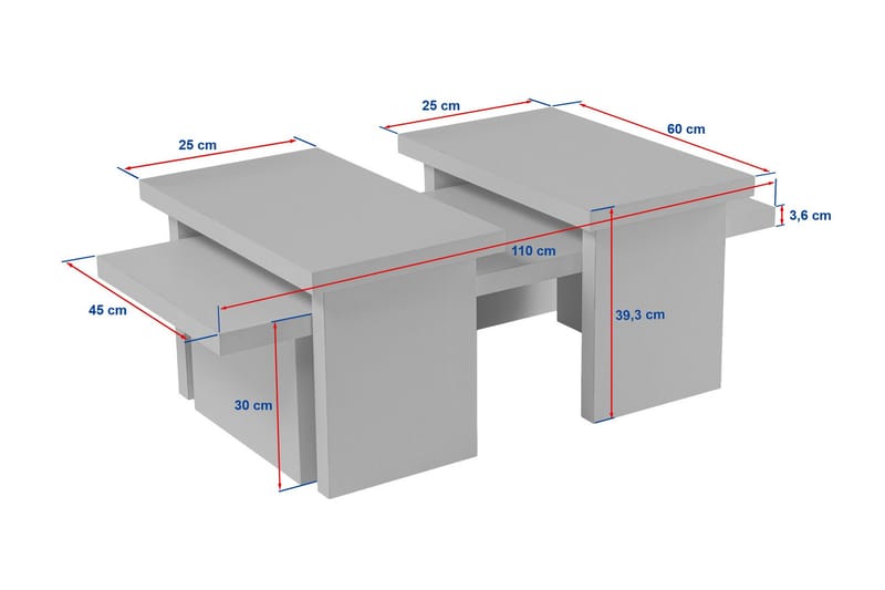 Dabi Sofabord 110x45 cm - Hvit - Møbler - Bord - Sofabord & salongbord