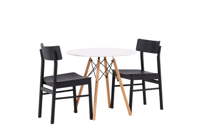 Danburi Spisegruppe 60 cm Rund med 2 Montros Stoler - Sort - Møbler - Bord - Spisegruppe