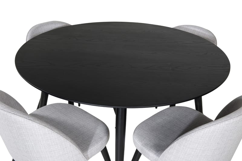 Dipp Spisegruppe 115 cm Rund med 4 Velvet Stoler - Svart - Møbler - Bord - Spisegruppe