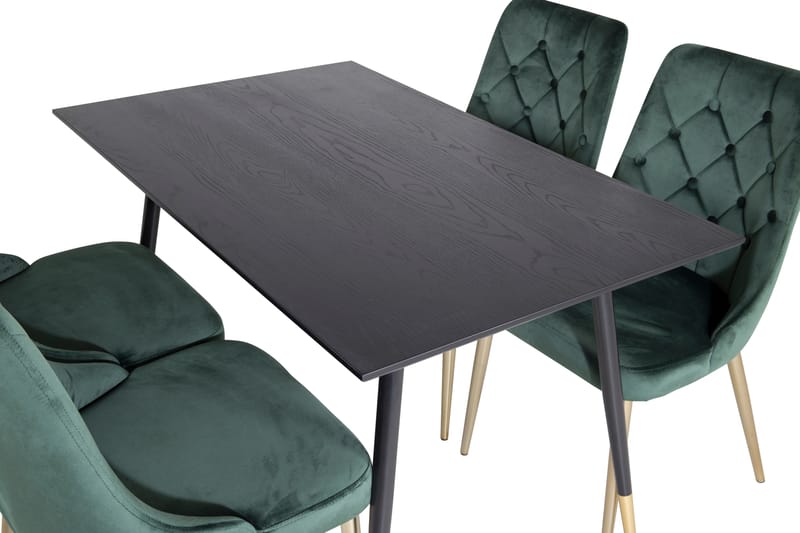 Dipp Spisegruppe 120 cm Rund med 4 Velvet Stoler - Sort/Guld - Møbler - Bord - Spisegruppe