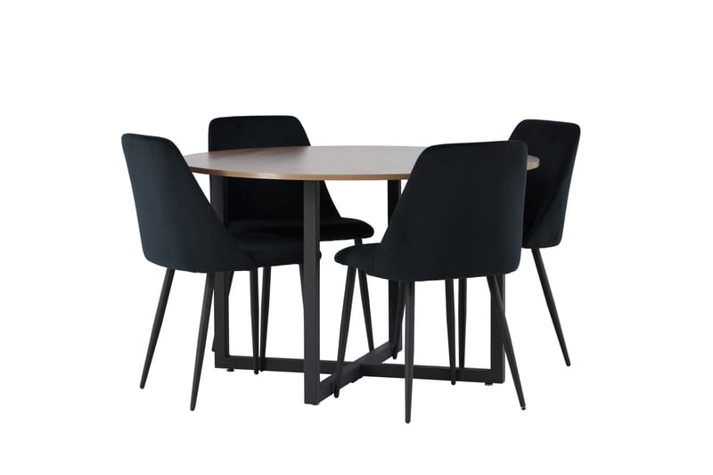 Durango Matgruppe 120 cm Rund med 4 Night Stoler - Valnød - Møbler - Bord - Spisegruppe