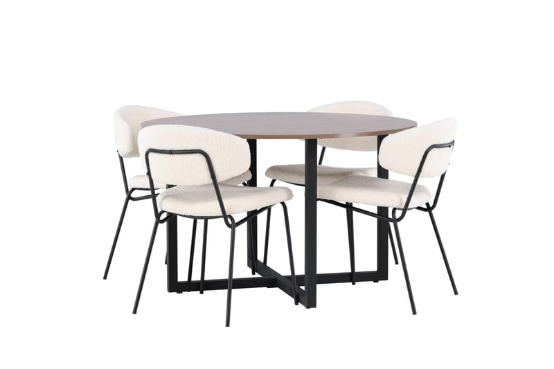 Durango Spisegruppe 120 cm Rund med 4 Chico Stoler - Valnød - Møbler - Bord - Spisegruppe