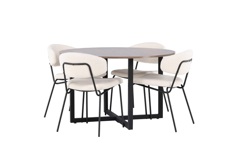 Durango Spisegruppe 120 cm Rund med 4 Chico Stoler - Valnød - Møbler - Bord - Spisegruppe