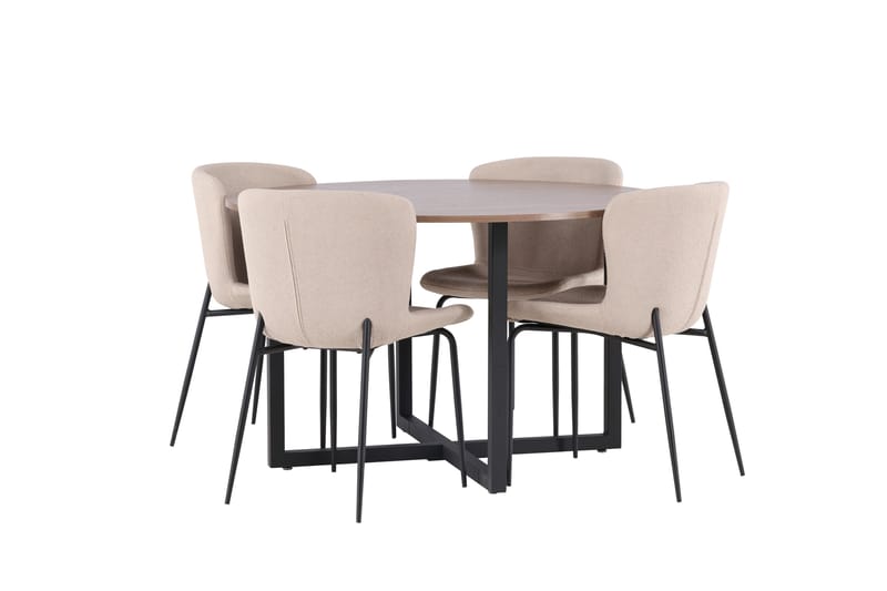 Durango Spisegruppe 120 cm Rund med 4 Modesto Stoler - Valnød - Møbler - Bord - Spisegruppe