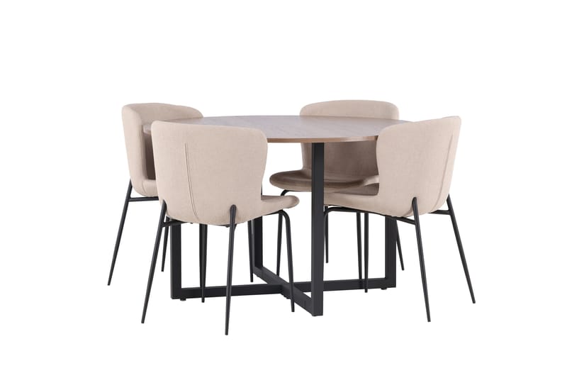 Durango Spisegruppe 120 cm Rund med 4 Modesto Stoler - Valnød - Møbler - Bord - Spisegruppe