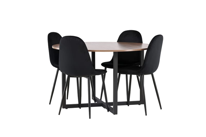 Durango Spisegruppe 120 cm Rund med 4 Polar Stoler - Valnød - Møbler - Bord - Spisegruppe