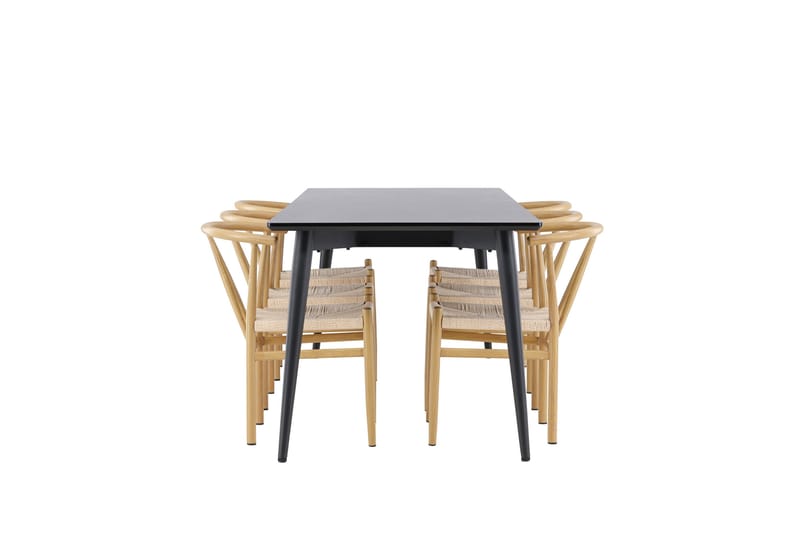 Ellis Spisegruppe 230 cm Rektangulær med 6 Alfons stoler - Sort/Beige - Møbler - Bord - Spisegruppe