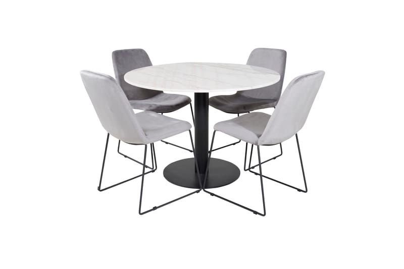 Estelle Spisegruppe 106 cm Rund med 4 Muce Stoler - Sort - Møbler - Bord - Spisegruppe