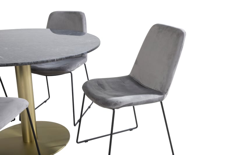 Estelle Spisegruppe 106 cm Rund med 4 Muce Stoler - Sort/Guld - Møbler - Bord - Spisegruppe