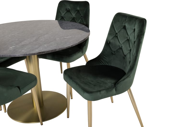 Estelle Spisegruppe 106 cm Rund med 4 Velvet Stoler - Sort/Guld - Møbler - Bord - Spisegruppe