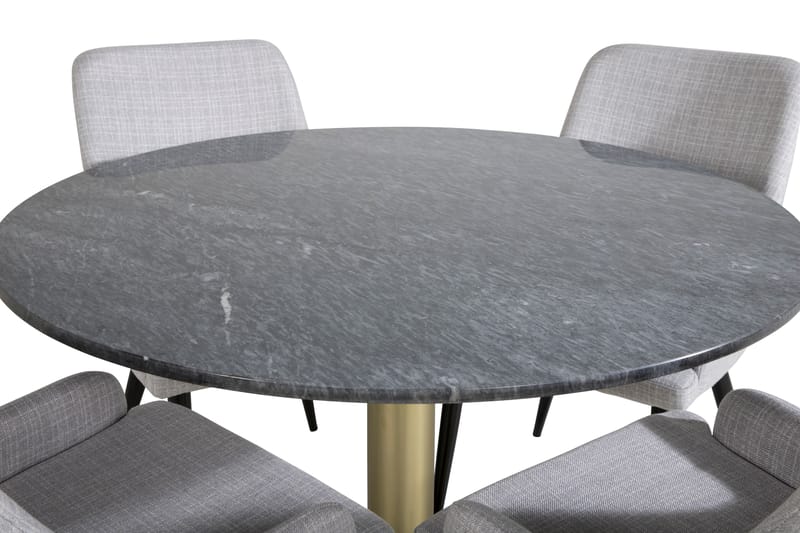 Estelle Spisegruppe 106 cm Rund med 4 Plaza Stoler - Sort/Guld - Møbler - Bord - Spisegruppe