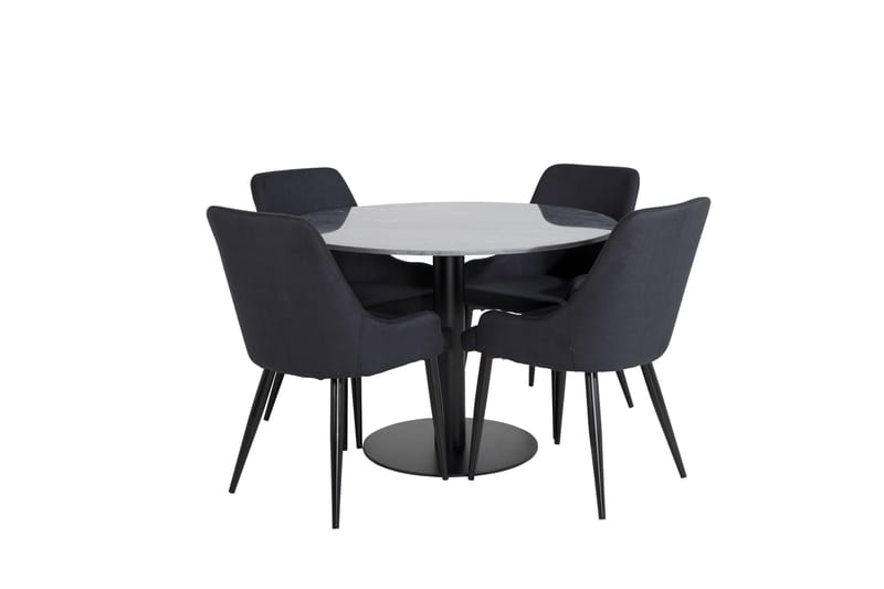 Estelle Spisegruppe 106 cm Rund med 4 Plaza Stoler - Sort - Møbler - Bord - Spisegruppe