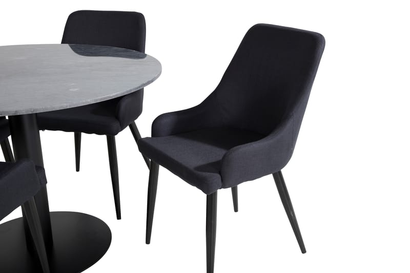 Estelle Spisegruppe 106 cm Rund med 4 Plaza Stoler - Sort - Møbler - Bord - Spisegruppe