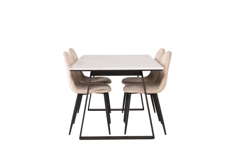 Estelle Spisegruppe 140 cm Rektangulær med 4 Polar Stoler - Beige - Møbler - Bord - Spisegruppe