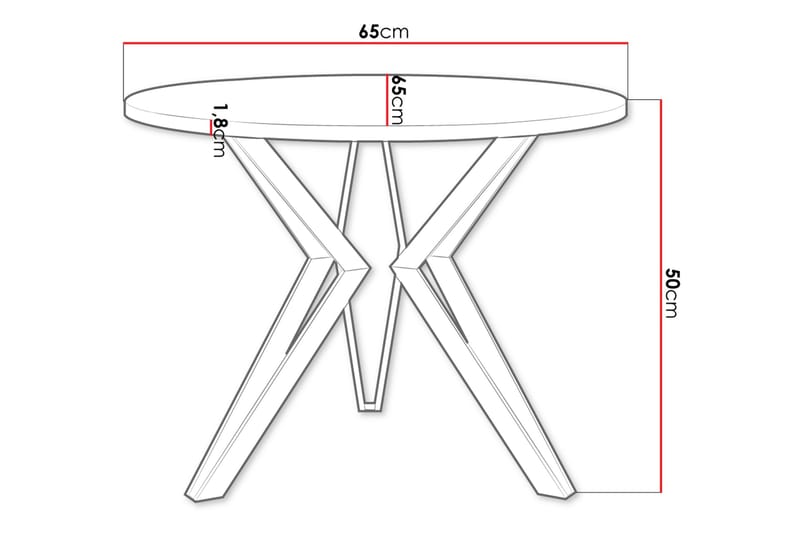 Gaddi Sofabord 65 cm - Hvit/Svart - Møbler - Bord - Sofabord & salongbord