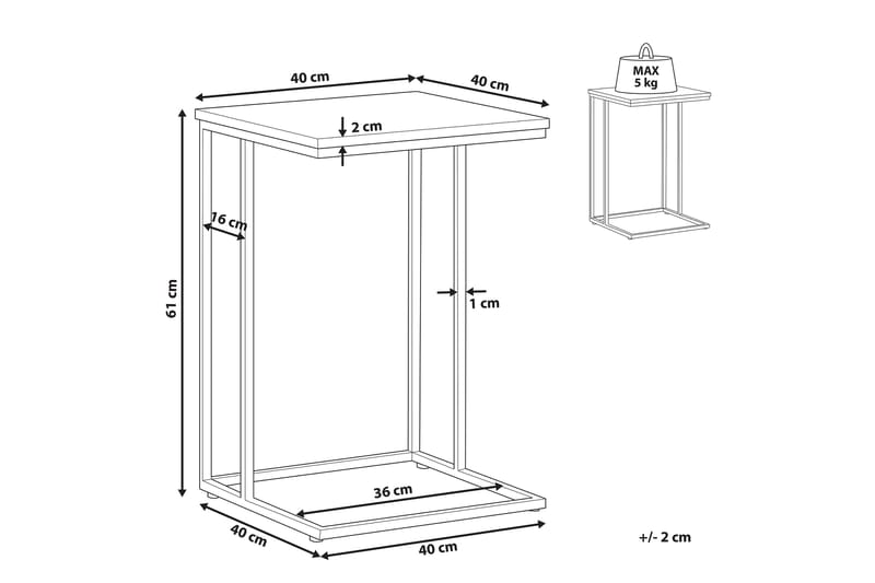 Garth Sofabord 40 cm - Mørkt tre/Svart - Møbler - Bord - Sofabord & salongbord