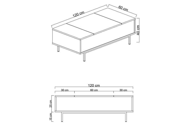 Germaine Sofabord 120 cm - Antrasitt/Hvit/Sølv - Møbler - Bord - Sofabord & salongbord