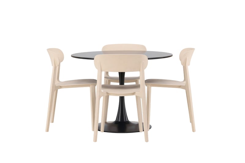 Glade Spisegruppe 100 cm Rund med 4 Åstol Stoler - Beige - Møbler - Bord - Spisegruppe