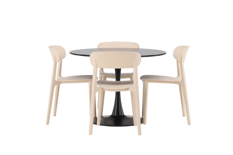 Glade Spisegruppe 100 cm Rund med 4 Åstol Stoler - Beige - Møbler - Bord - Spisegruppe