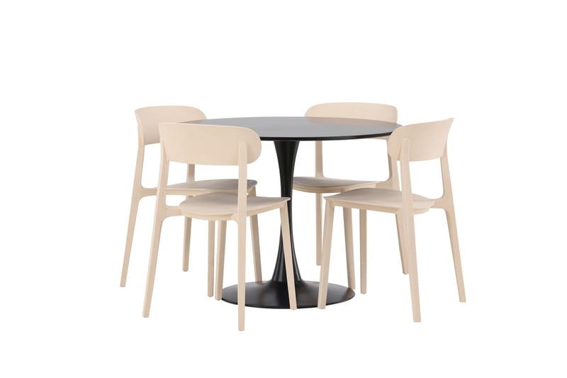 Glade Spisegruppe 100 cm Rund med 4 Åstol Stoler - Beige - Møbler - Bord - Spisegruppe