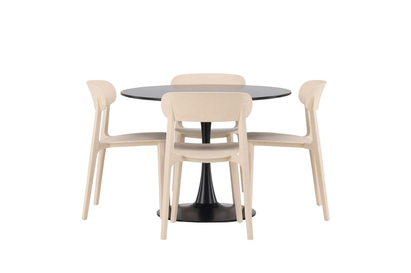 Glade Spisegruppe 100 cm Rund med 4 Åstol Stoler - Beige - Møbler - Bord - Spisegruppe